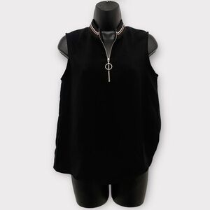 Zara Basic Womens Black 1/4 Zip Sleeveless Top Size Medium